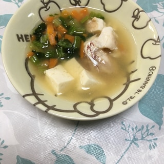 離乳食完了期☆鯛と絹ごし豆腐とほうれん草の味噌煮☆